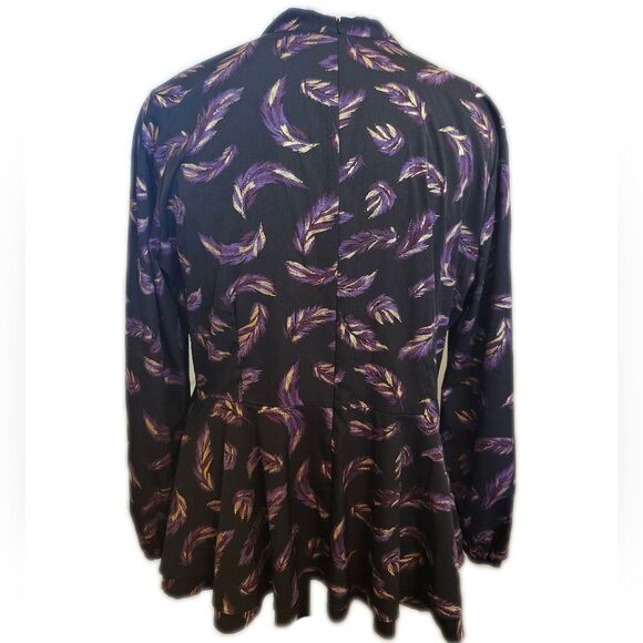 Lane Bryant Feather Corset Blouse, Back Zipper, Black & Purple, Size 18 - Picture 3 of 7